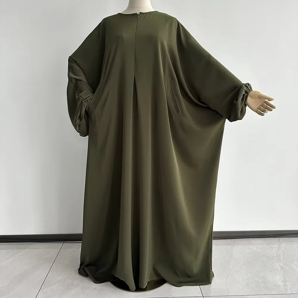 Butterfly Abaya with Pockets Front Zipper Breastfeeding Friendly Eid Ramadan Islamic Muslim Women Modest Dress Prayer Nida Abaya.