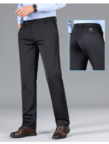Winter Warm Fleece Thicken Suit Pants Men Straight Business Work Thick Flocking Plush Long Formal Trousers Male Plus Size 29-40.