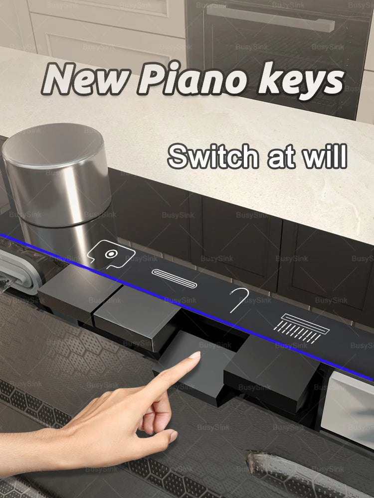 Stainless Steel Kitchen Sink with Waterfall Extra Large Single Slot Digital Display Dishwashing Basin Includes Sinks 100x50cm