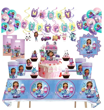 Disney Gabby Puppenhaus Geburtstag Party Dekoration Ballon Servietten Kinder Einweggeschirr Thema Party Supplies Kinder Geschenke.