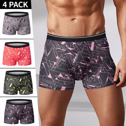 4/5 Stück Herrenmode Bedruckte Unterwäsche Bequeme Joker Boxer Plus Größe 5XL Jugendliche Mehrfarbige Mix Shorts Boxer mittleren Alters