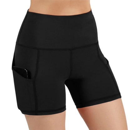 Women gym shorts High Waist Lifting Push Up Tight Yoga Cycling biker shorts Phone Pocket Jogging Running Fitness Short Pant lady.