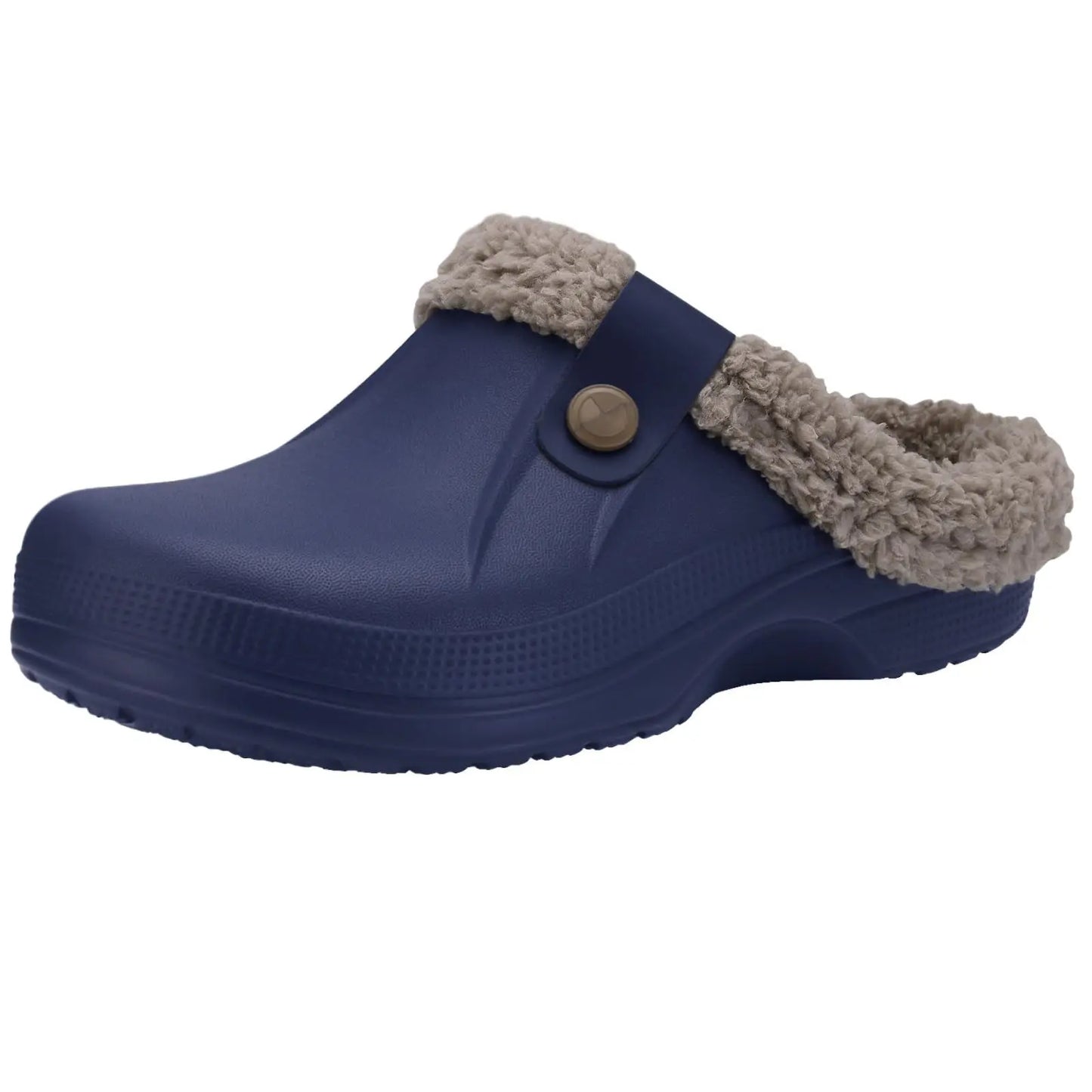 Eyriphy Classic Fur Lined Clogs For Women Waterproof Winter Fuzzy Slippers Mens Cotton Shoes For Indoor And Outdoor Rubber Soles.