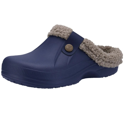 Eyriphy Classic Fur Lined Clogs For Women Waterproof Winter Fuzzy Slippers Mens Cotton Shoes For Indoor And Outdoor Rubber Soles.