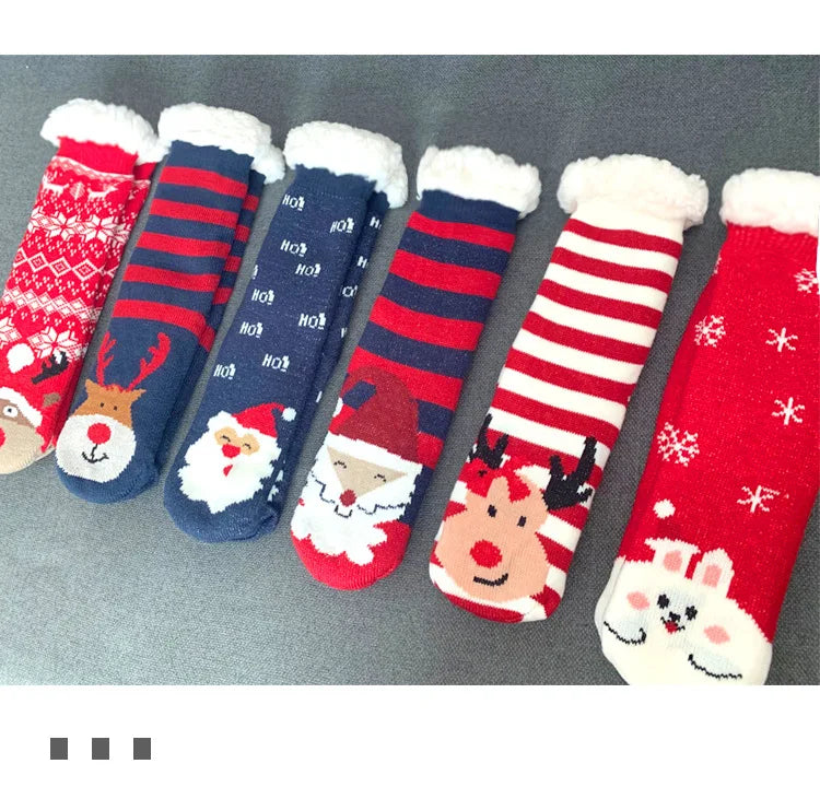 Christmas Fuzzy Socks Womens Winter Thermal Warm Floor Sock Soft Female Home Indoor Gifts Non Slip Grip Slipper Sock Fluffy.
