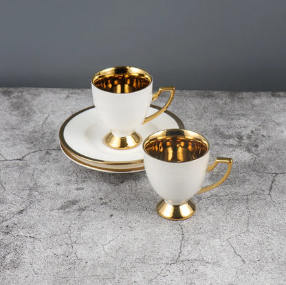 2pcs/set Turkish Coffee Cups Set Of 2 Ceramics Cup Of Coffee Creative Gifts Relief Teacup And Saucer Set Retro 90ml Gobelet