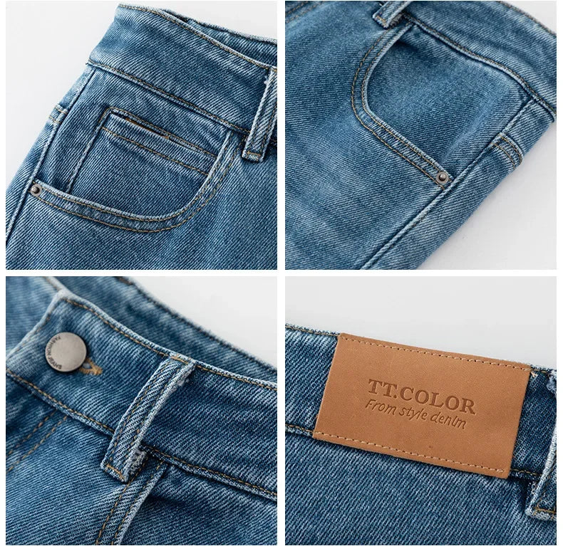 High Waist Straight Leg Jeans Women's Fashionable Denim Wide Leg Pants Slimming Narrow Version Floor-Length Autumn New Arrival.