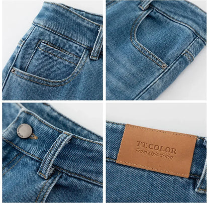 High Waist Straight Leg Jeans Women's Fashionable Denim Wide Leg Pants Slimming Narrow Version Floor-Length Autumn New Arrival.