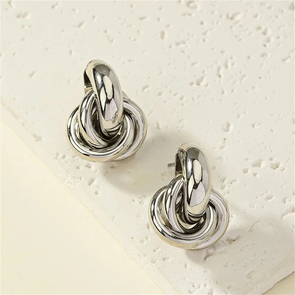 2Pcs Trendy Stainless Steel Gold Color Knot Hoop Earring For Women,Shiny Cute Tragus Cartilage Ear Stud Suitable Give Girlfriend.