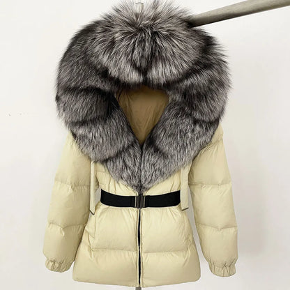 OFTBUY 2025 Winter Kleidung Puffer Jacke Frauen Echt Fox Pelz Mit Kapuze Dicke Warme 90% Weiße Ente Unten Mantel Weibliche Parkas wasserdicht