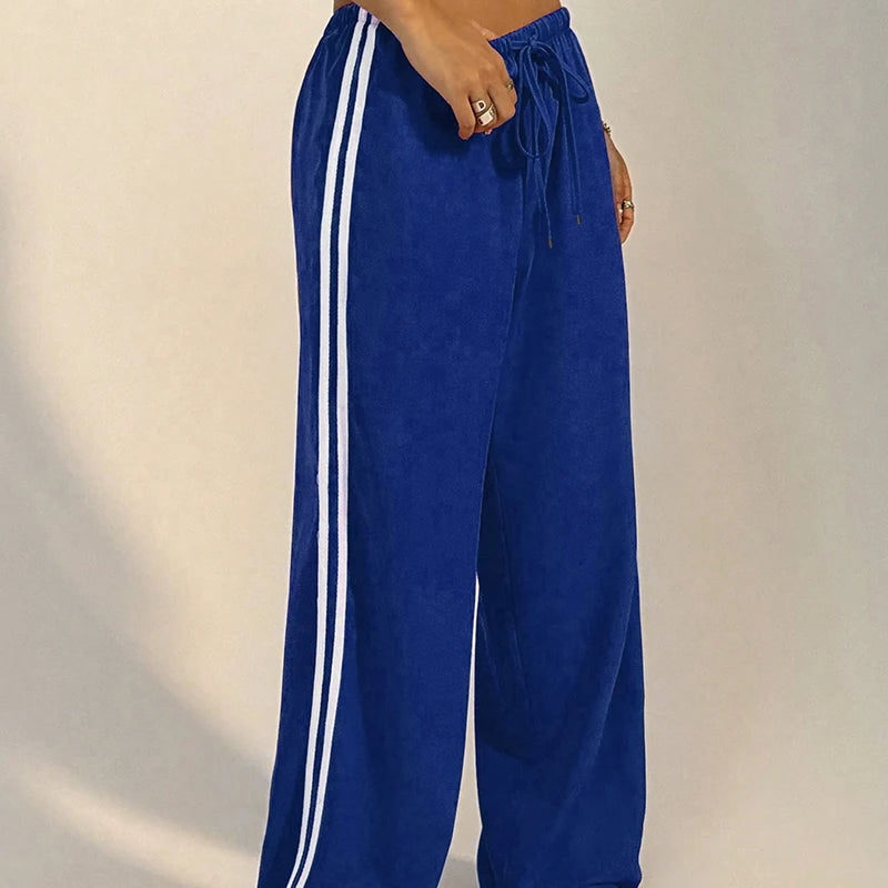 Neue Vielseitige frauen Hosen Sommer Streetwear Grundlegende Gerade Lose Beiläufige Dünne Hosen Dame Solide Einfache Mode Gestreiften Hosen.