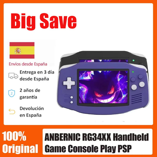 ANBERNIC RG34XX Retro Handheld Game Console, 3.4-inch IPS Display,  Linux, GBA, Bluetooth, HD TV Output, Video Game Player.