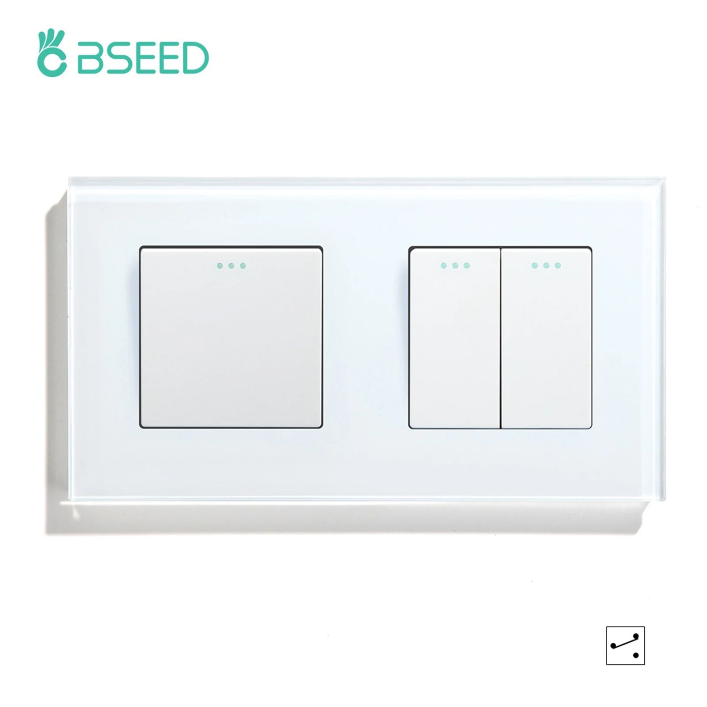 BSEED 1/2/3 Gang Wandschalter 2-Wege-Treppenlichtschalter Plus Typ-C USB-Buchse EU-Standard-Glasscheibe.