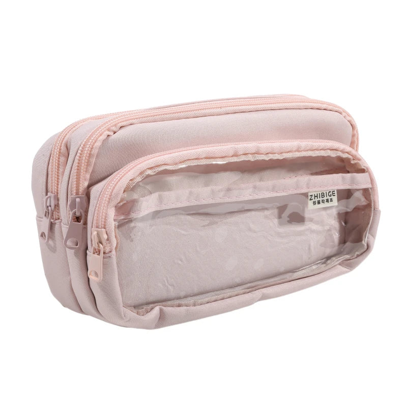 Chic Einfarbig Bleistift Fall Koreanische Einfachheit Transparent Stift Tasche Große Kapazität Organizer Tasche Schule Liefert Schreibwaren tasche