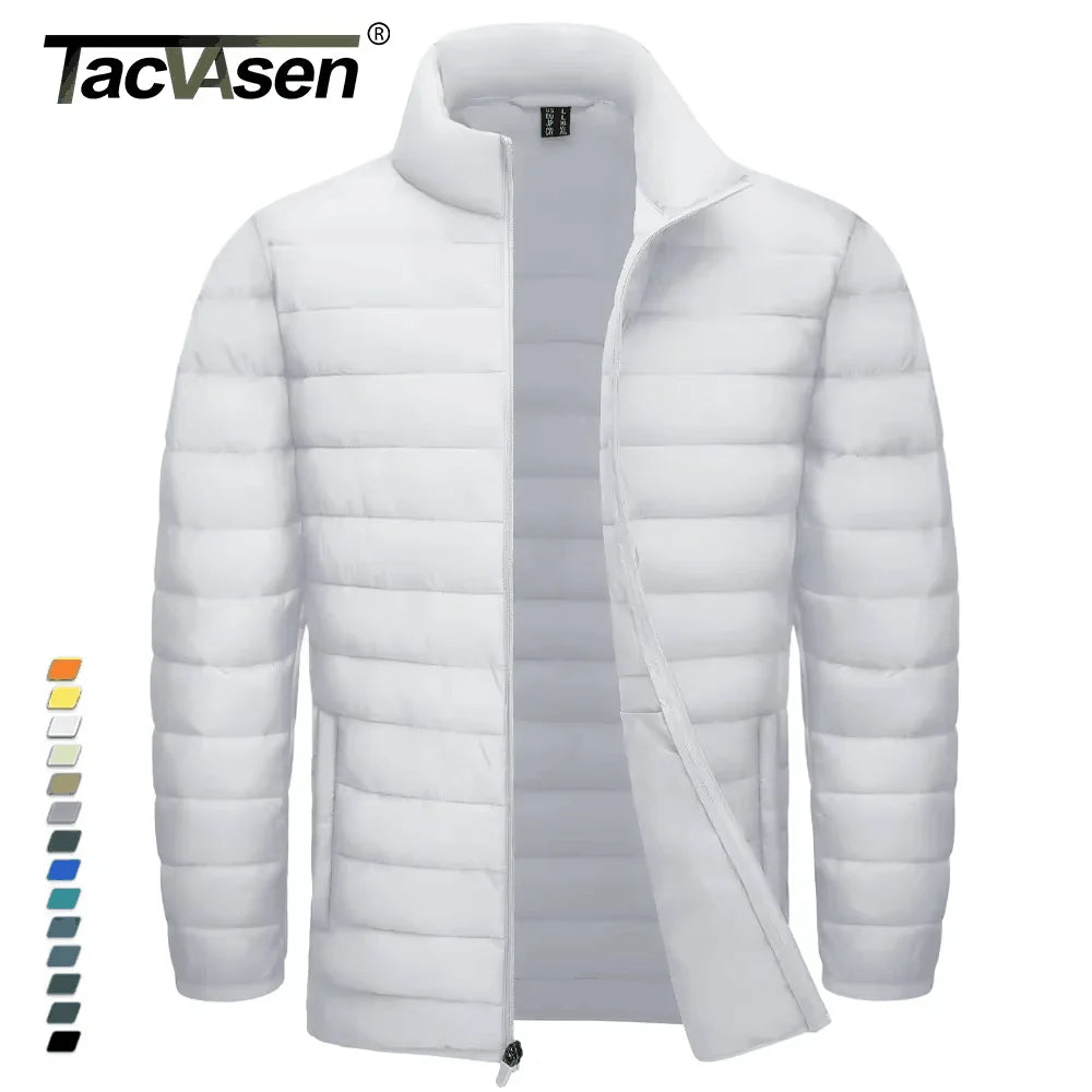 TACVASEN Stand Collar Lightweight Puffer Jackets Mens Quilted Jacket Water Resistant Ripstop Down Insulated Windbreaker Coats.