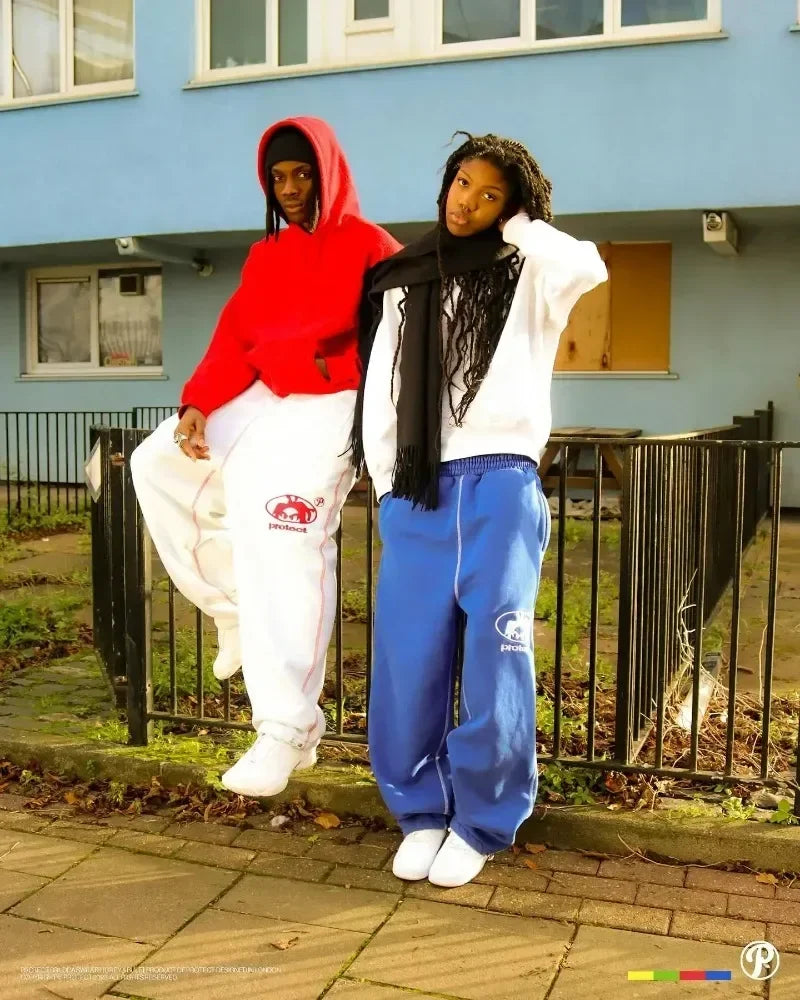 Streetwear PROTECT Mode Brief Stickerei Lose Jogginghose männer Und frauen Y2K Harajuku Hip-Hop Gothic Casual Joker Hosen.