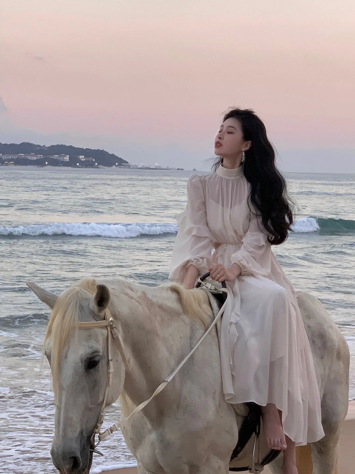 Strand Stil Chiffon Y2k Mini Kleid Büro Dame Casual Langarm Elegante Einteilige Kleid Koreanische Mode Kleidung Sommer 2023.