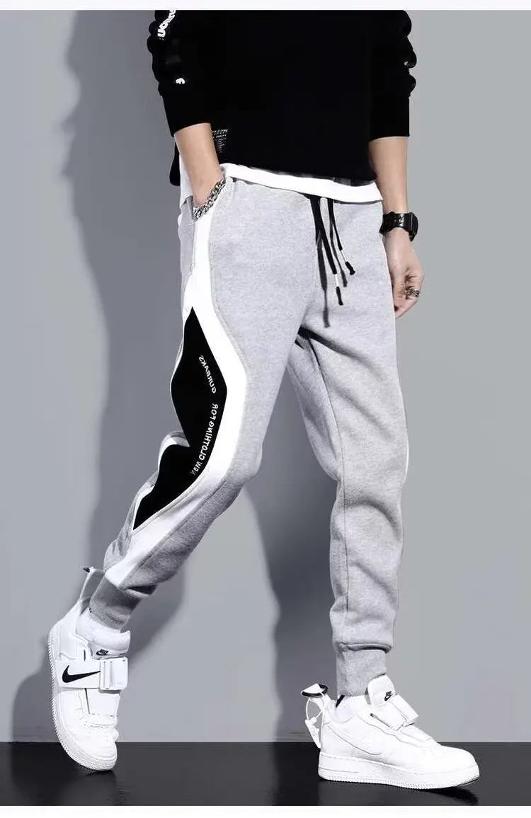 Men Black Pants Hip Hop Drawstring Jogger Fashion Comfortable Trousers Male Casual Sweatpants Loose Elastic Waist Sportswear.