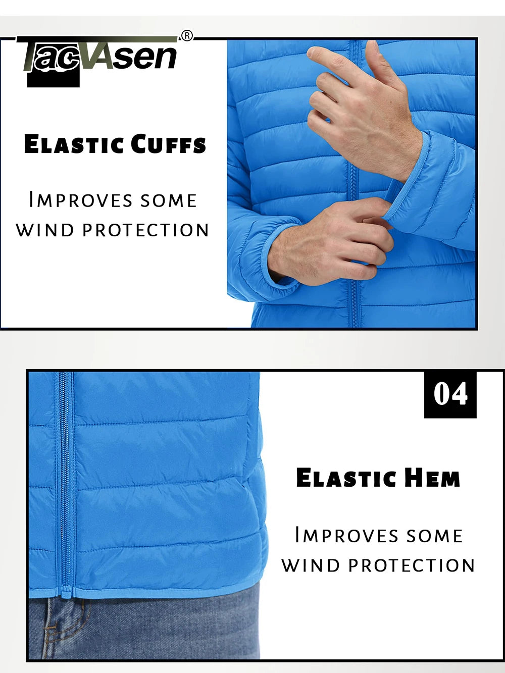 TACVASEN Stand Collar Lightweight Puffer Jackets Mens Quilted Jacket Water Resistant Ripstop Down Insulated Windbreaker Coats.