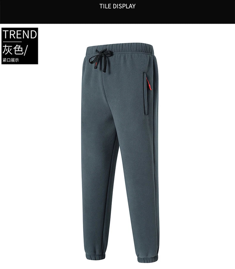 8XL Men's Down Pants Plus Size Winter Plus Velvet Thick Loose Cotton Pants Big Size Solid Color Warm Lamb Down Casual Sweatpants