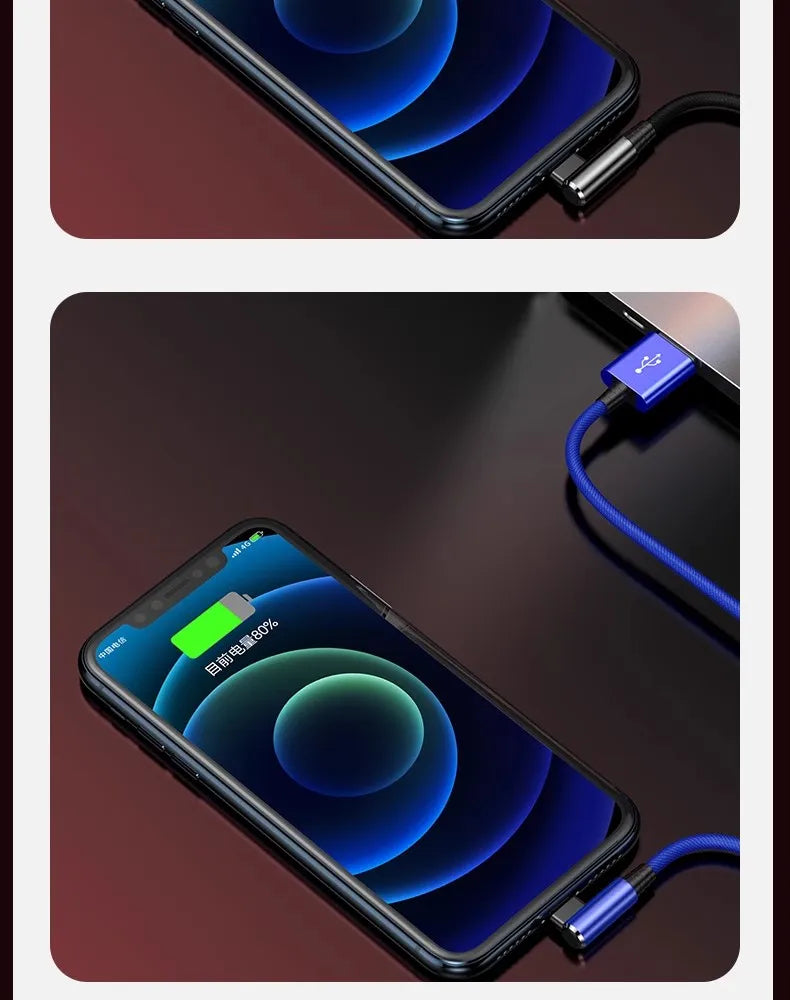 For Gaming Elbow Fast Charger Cable for iPhone 14 8 7 6S Plus 13 12 mini 11 Pro XS Max XR X 90 Degree Braided USB Charging Cable.