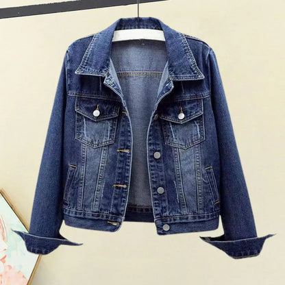 Frauen Denim Jacke einreiher Brust Klappe Tasche Jacke Langarm Dünne Kurze Mantel Retro Damen Denim Jacken Oberbekleidung.