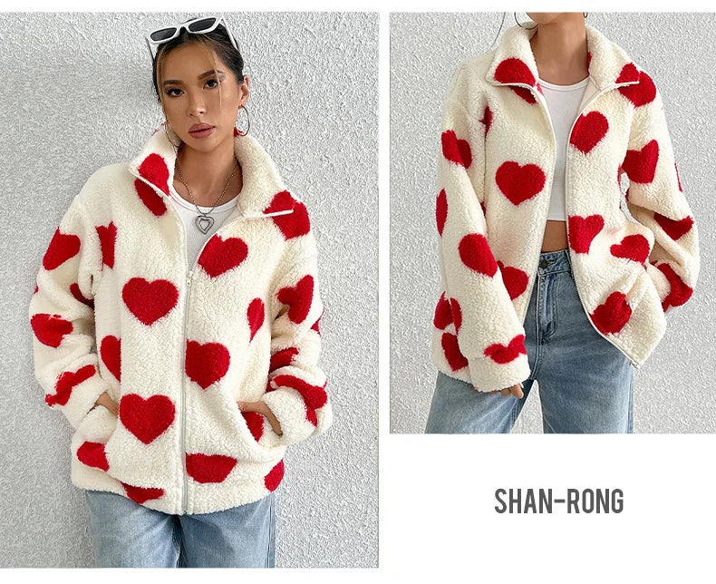 Damen-Fleece-Winterjacke aus warmem Plüsch mit Reißverschluss, lässige Damenbekleidung, Fleecemantel, Winterkleidung für Damen-Oberbekleidung.