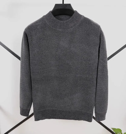 New 2025 Men's Cashmere Sweater Warm Thickened Winter Casual Solid Knitted Pullovers Mock Neck Thicker Fleece Sweater for Men.