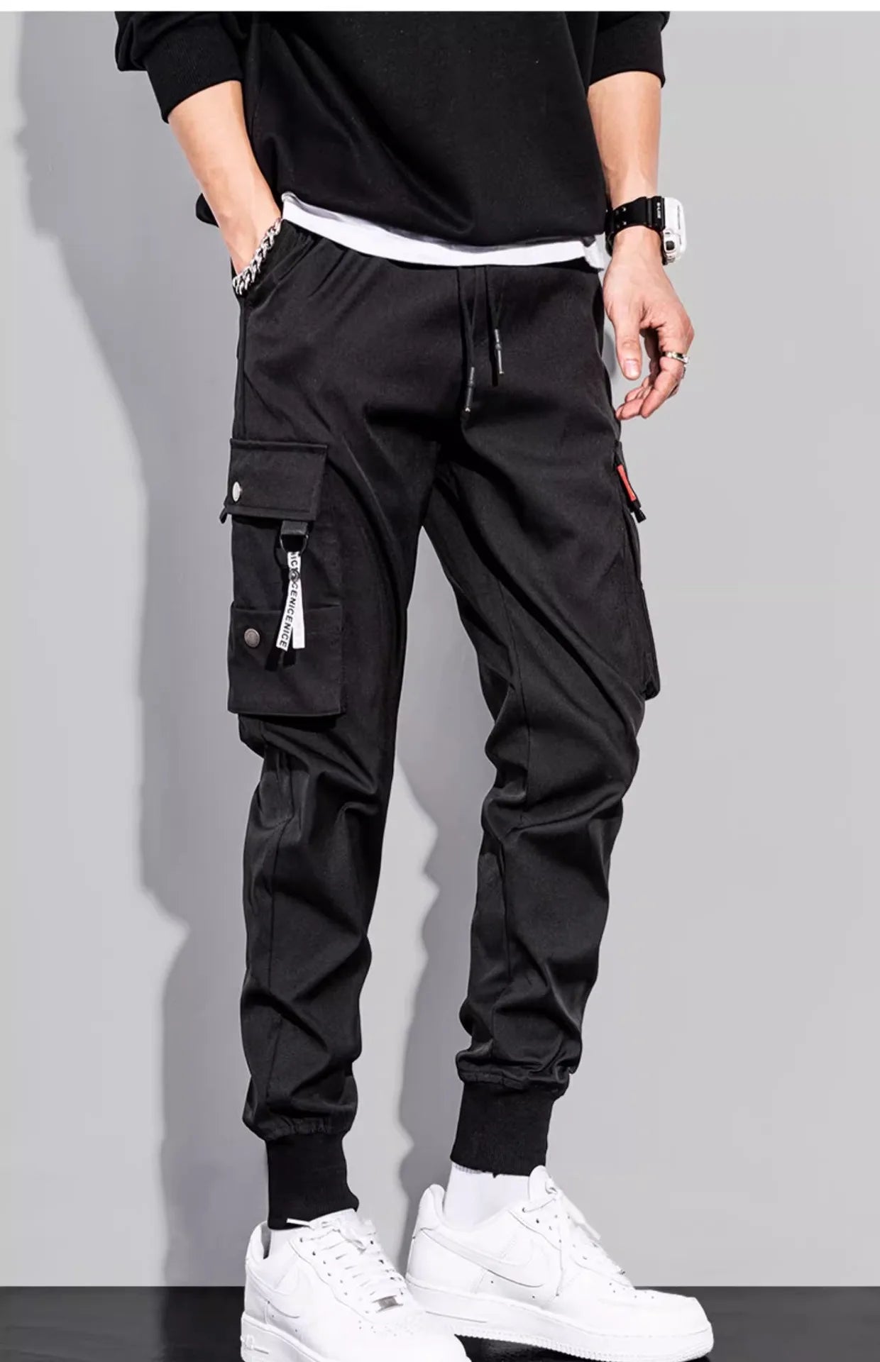 Men's Trendy Overalls Spring Autumn American Style Leggings, Men's Loose Casual Pants.