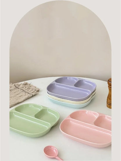 3Grid Plates for Food Dinner Plates Dinnerware Dining Compartment Plate Serving Dishes Salad Kitchen Eco-friendly Tableware.