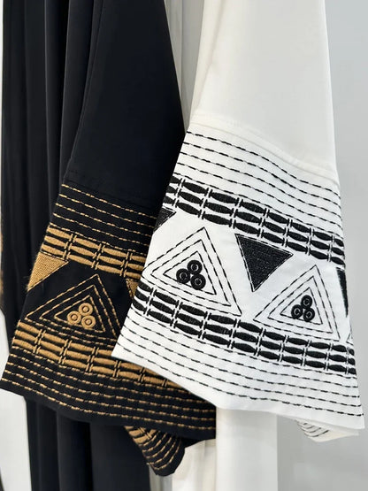 White Black Open Batwing Kimono Abaya Dubai  Islam Muslim Dress For Women Kebaya Kaftan Robe Musulmane Caftan Marocain Femme.