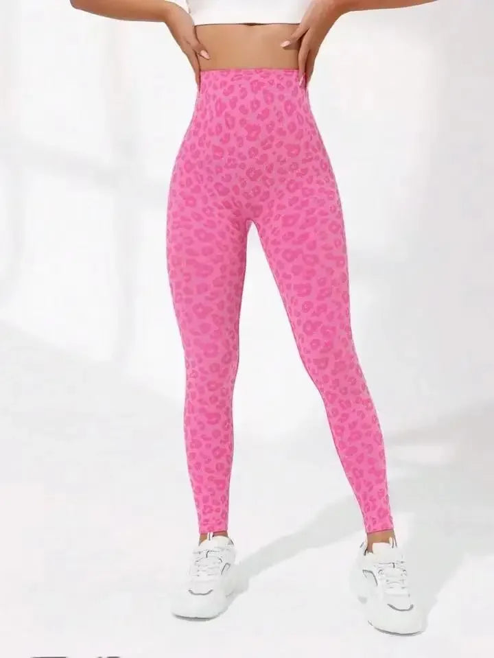 Women Leopard V Waist Leggings Semaless Slim Leggings Stretch High Waist Hip Liftting Sexy Yoga Tights Gym Running Sports Pants.