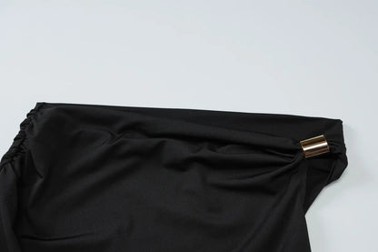 Cryptographic One Shoulder Asymmetrical Tops Summer Fashion Outfits Embellished Sexy Backless Solid Cropped Top Streetwear.