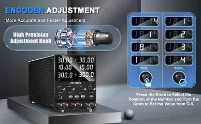 4 in 1 Lab Dual Power Supply 3 Model PAR/SER/INDEP Adjustable Power Source 30V 10A 60V 5A Voltage Stabilizer Switching USB 5V 2A.