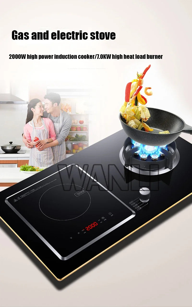 7.0KW Household Single-Burner Gas Stove/Single Induction Cooker/Electric Dual Purpose Stove/Toughened Glass Panel.