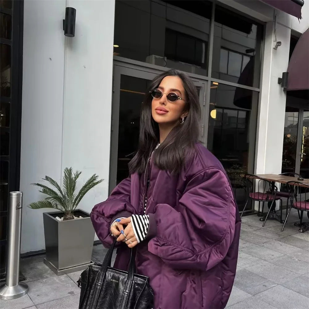 UNIZERA2023 Herbst und Winter Neue frauen Mode Stil Stehkragen Solide Lose Fit Flieger Jacke Baumwolle Mantel.