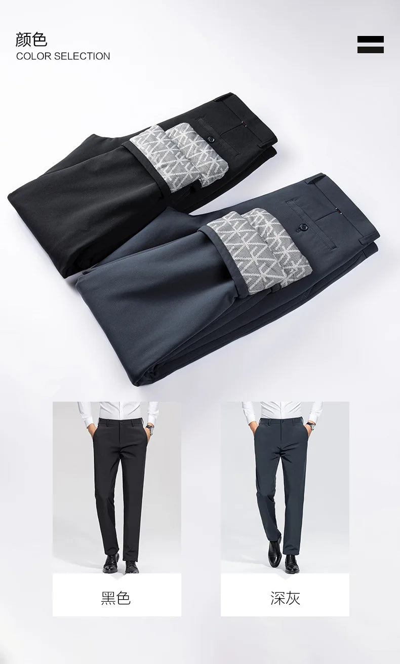 Men's Formal Down Pants 90% White Duck Down Winter Business Trousers Thickened Warm Straight Stretchable Office Pants Man PT-594.