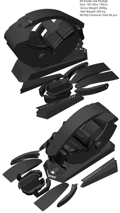 Manticore Zero Gravity Liegestuhl aus echtem Leder, Cockpit-Option, Memory-Schaum mit Massageunterstützung, mehrere Monitore