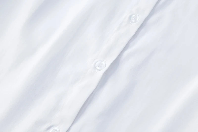 Zoki White Women Shirt Fashion Long Sleeve Casual Turn Down Collar Female Blouse Loose Pocket Button Office Ladies Elegant Tops