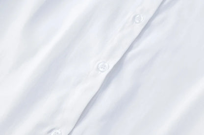 Zoki White Women Shirt Fashion Long Sleeve Casual Turn Down Collar Female Blouse Loose Pocket Button Office Ladies Elegant Tops