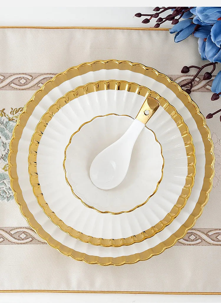 1pcs Upgrade white porcelain plates for food, dinner dishes, salad, soup bowls, ceramic porcelain plates, and tableware.