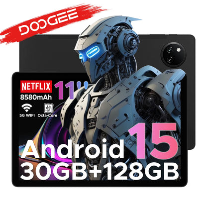 Doogee Tab A9 Pro+ Tablet Pc 11-Inch Android 15 30Gb Ram(6+24) 128Gb Rom 8580Mah Battery Widevine L1 Support Tablet Dual Speakers.