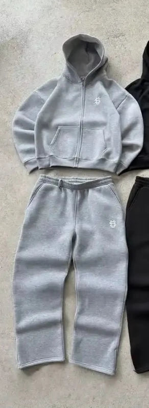 Men and women suits embroidered hoodies loose zipper cardigan personality long-sleeved pants street wear hot sale.