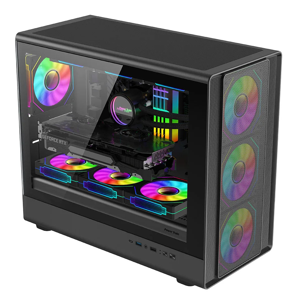Power Train N1 MATX ITX Case Glass Side Transparent Host Shell Desktop Computer 360 Water-Cooled Mesh ventilation PC Casings.