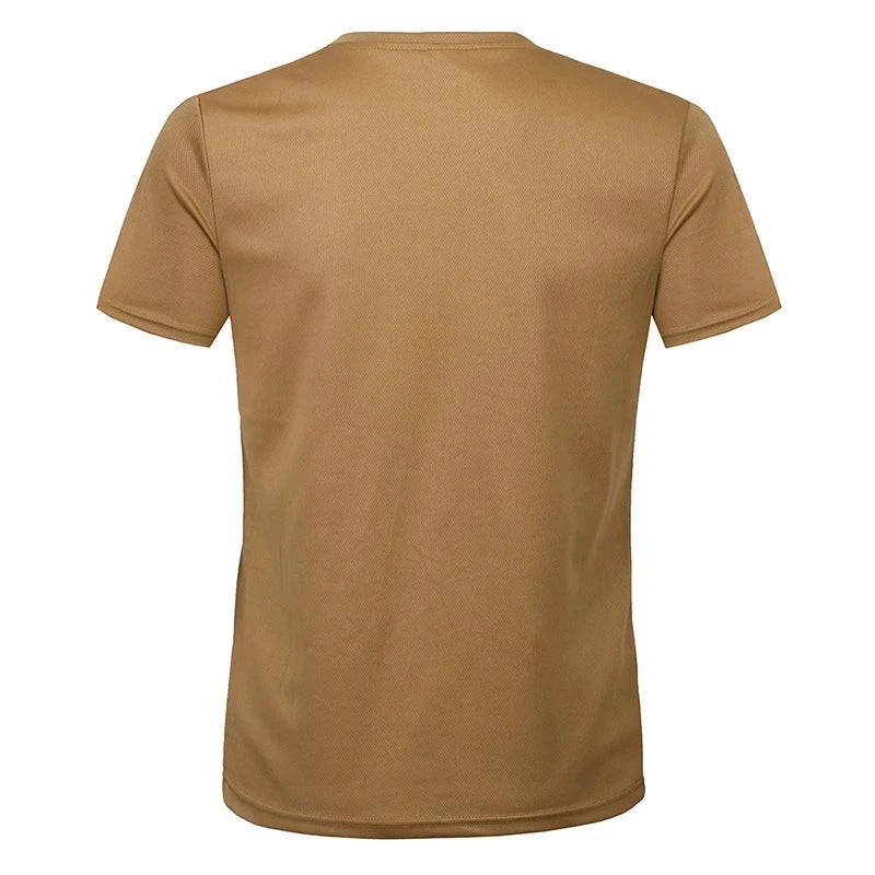 MEGE Brand Clothing Tactical Men's Tee Shirt Round Neck Solid Shirt Short Sleeve Breathable quick-drying Casual Shirt.