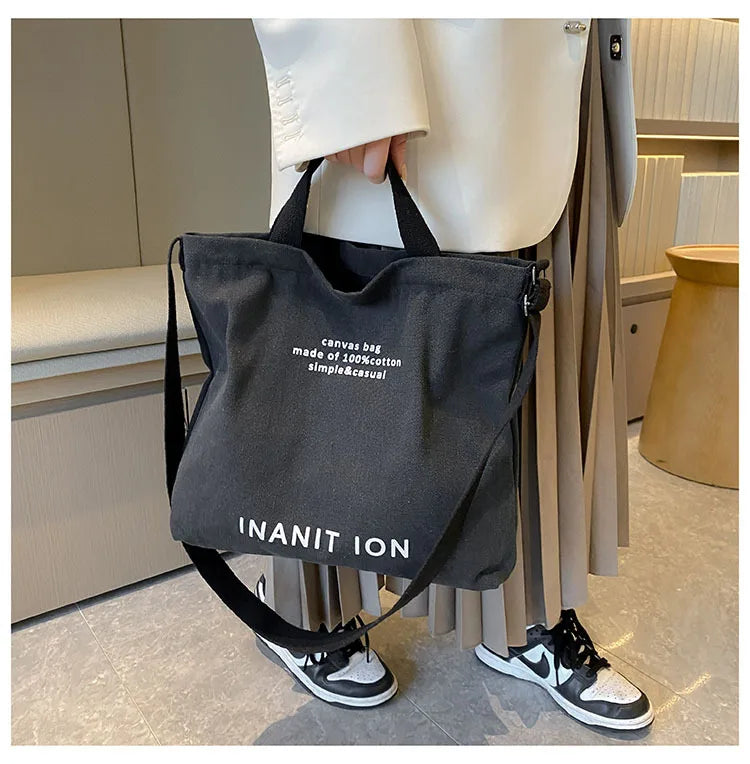 Japanese Canvas Men's and Women's Simple Cross-body Bag Wash Canvas Thick Handbag Large Capacity Arts Students Package Satchel