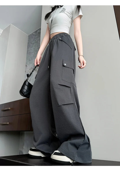 Amerikanischer Fallschirm mit niedriger Taille für Damen im Frühling und Herbst 2022, neue Bergsteiger-Jogginghose mit weitem Bein, schlanke Sport-Arbeitshose.