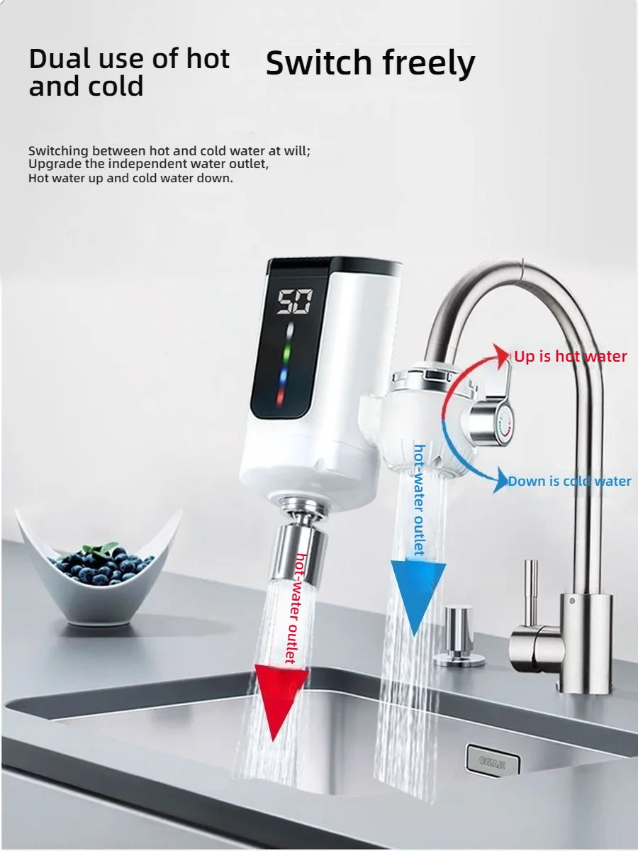 Electric Kitchen Sink Water Heater Tap Instant Hot Stainless Steel Water Faucet Heater Cold Heating Kitchen  Accessories