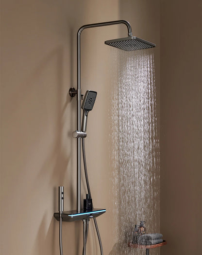 VGX LED Digital Shower System Modern Bathroom Temperature Display Shower Faucet Set Rainlfall Bathroom Mixer Bidet Shower Set