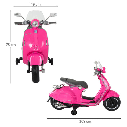 Electric Motorcycle for Children 3-6 Years Old Authorized from Vespa 108X49X75 cm Pink.